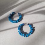 Grandes créoles Rita - turquoise & rouge