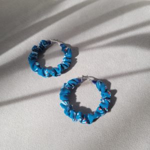 Grandes créoles Rita - turquoise & rouge