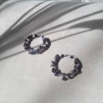 Grandes créoles Rita - beige & bleu