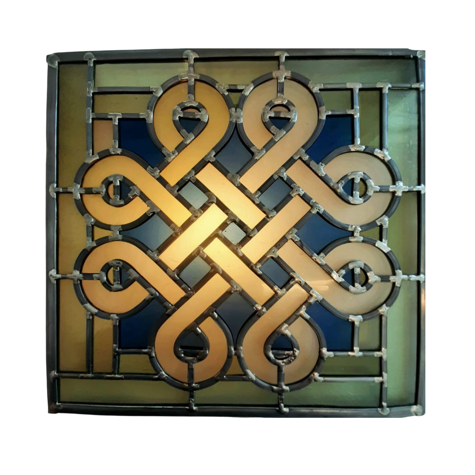 Vitrail celtique fait main – Décoration en verre – Art en verre artisanal – Pièce unique