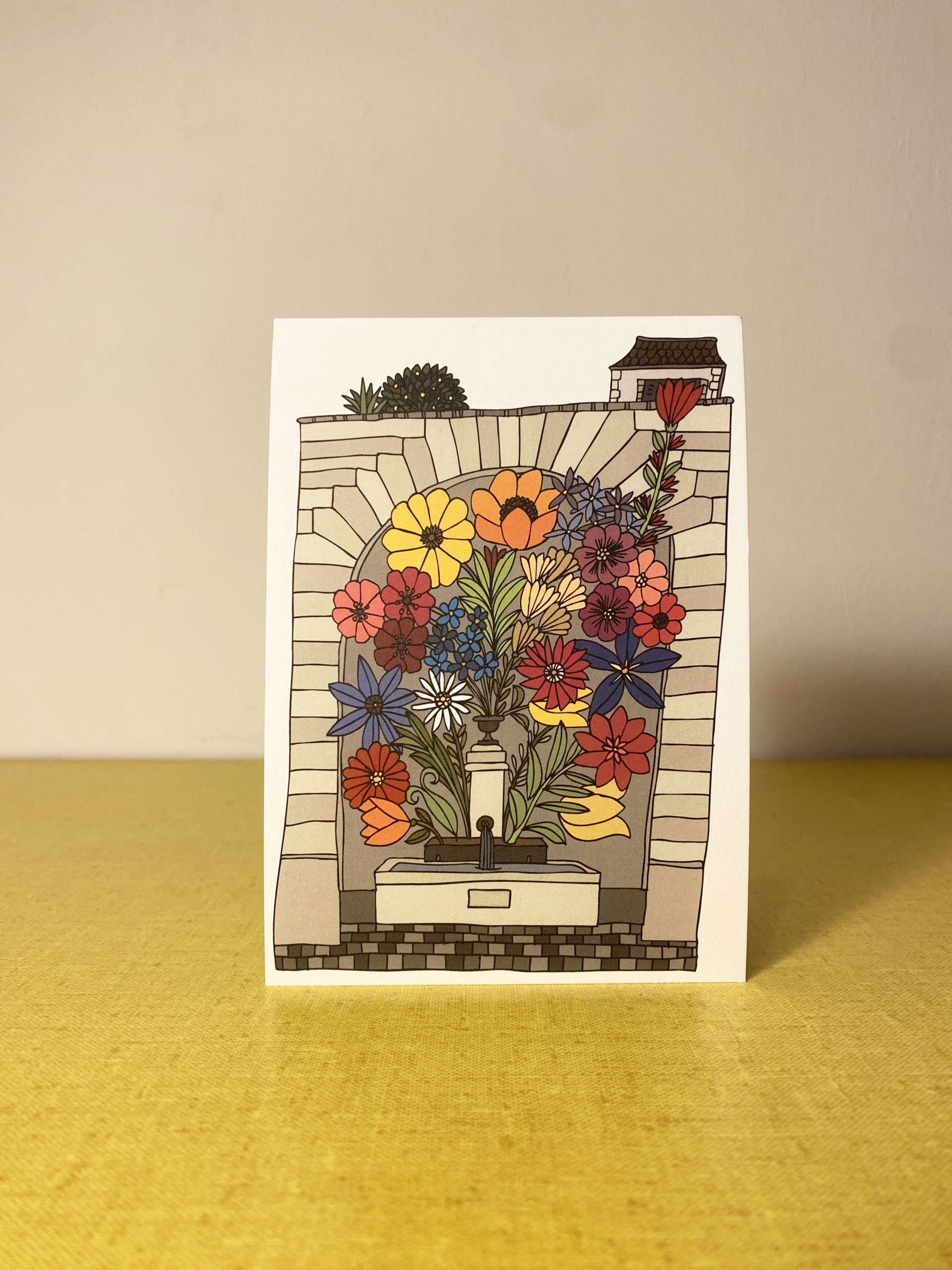 Carte postale A6 «Aubonne, la fontaine au pied du château»