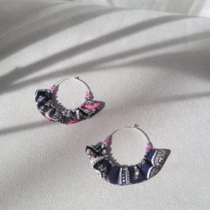 Boucles d'oreilles Gaia - bleu & rose
