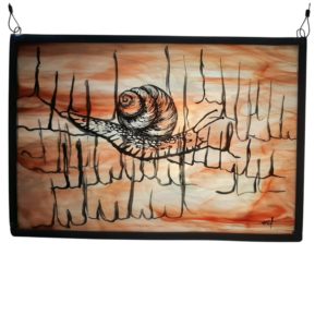 Tableau en verre escargot – Décoration murale artisanale – Art en verre fait main