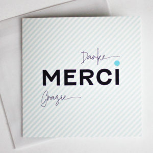 Carte "Merci, Danke, Grazie"